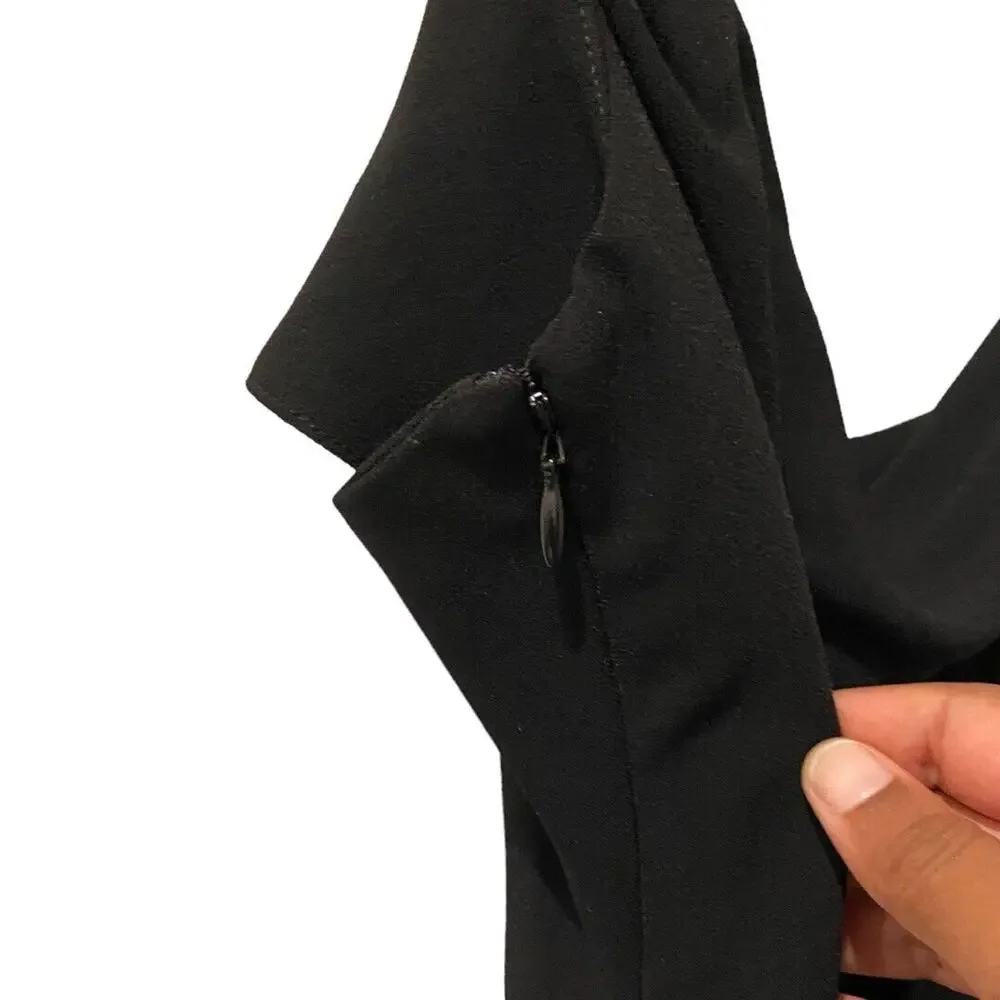 Derek Lam 10 Crosby Nellie Black Cowl Neck Feather Trim Midi Dress Size 2 NWT - Picture 7 of 12